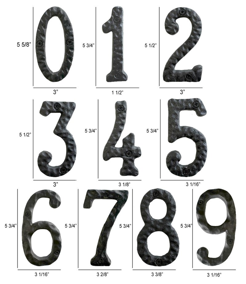 NACH House Numbers for Outside, 5.5 inch Black Address Numbers for House - Number 6 - Rustic Numbers for Outside with Mounting Hardware - Image 4